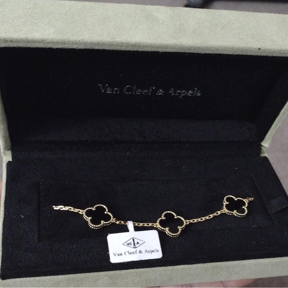 Van Cleef & Arpels Gold and Black Clover Bracelet